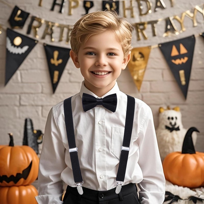 Topbuti Kids Boys Suspenders Bowtie Sets Adjustable Suspenders and Pre-tied Bow Tie with 4 Strong Metal Clips for Boys Girls - Image 4